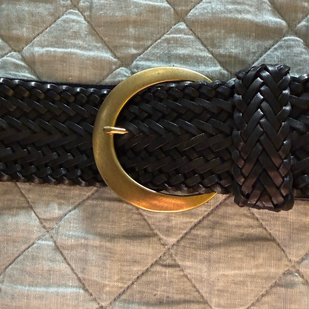 Anthropologie Black and Gold Woven Belt